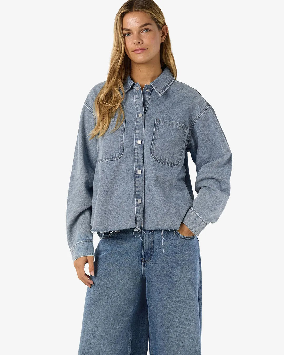 Noisy May Women's Oversized Denim Shacket