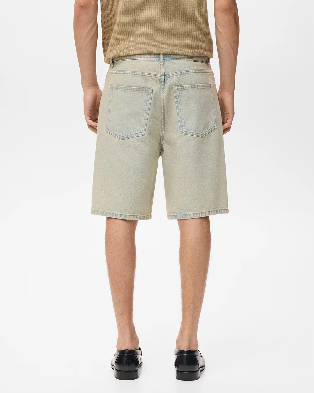 MANGO Men's Light Beige Relaxed Denim Shorts