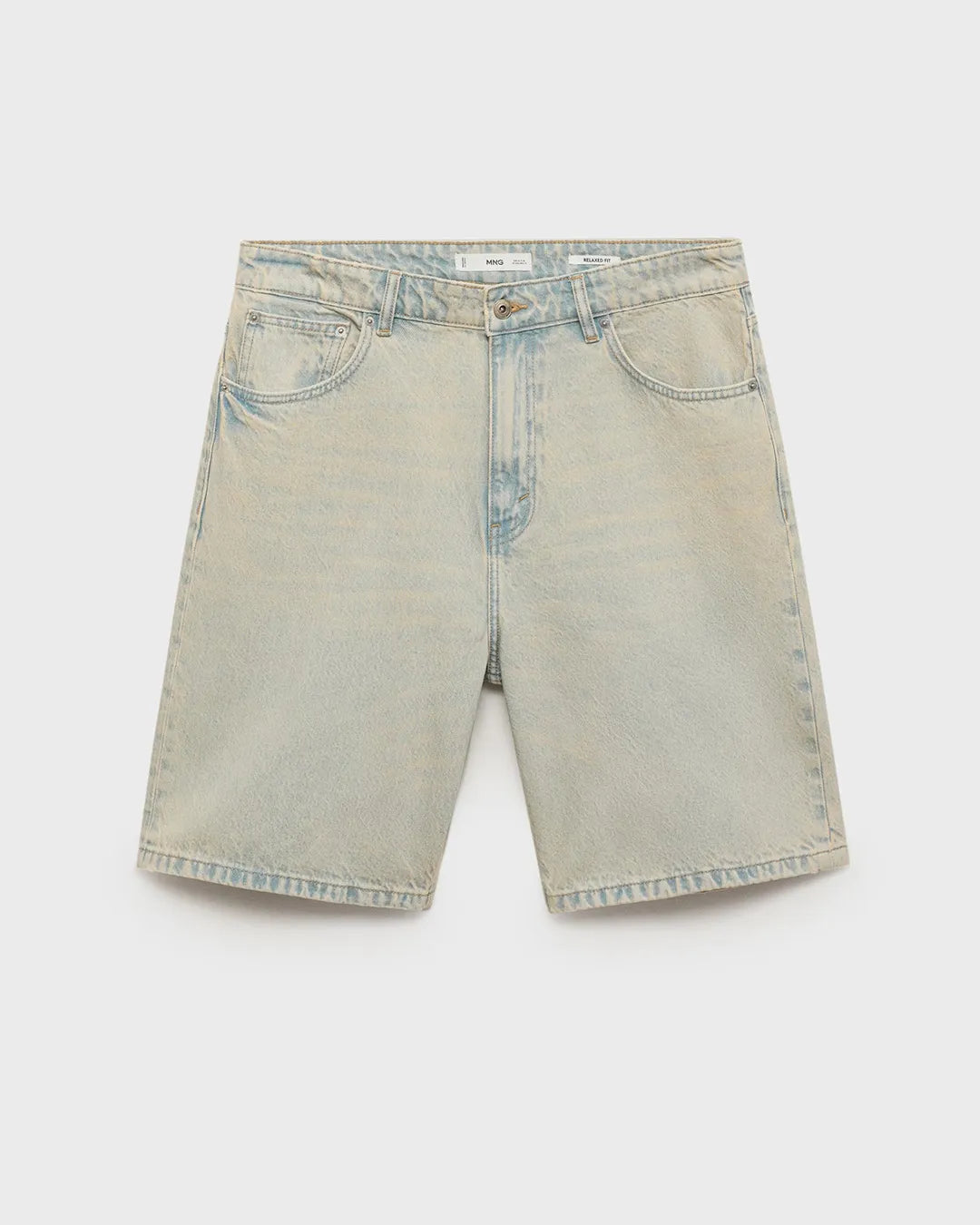 MANGO Men's Light Beige Relaxed Denim Shorts