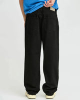 Solid Relaxed Loose Fit Straight Leg Jeans