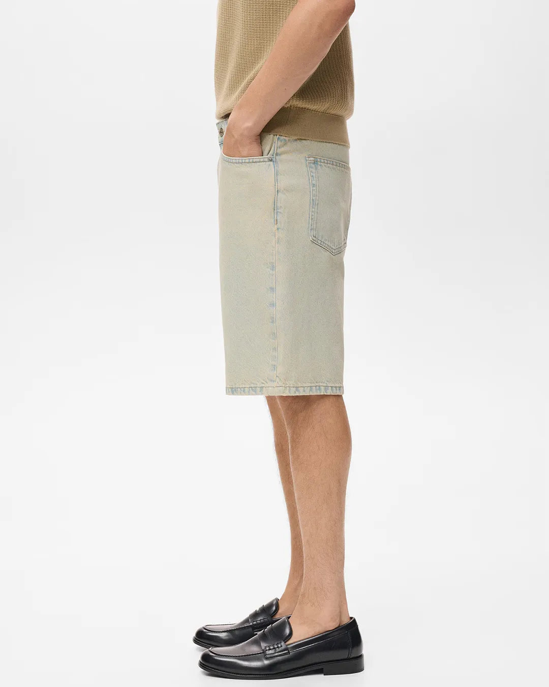 MANGO Men's Light Beige Relaxed Denim Shorts