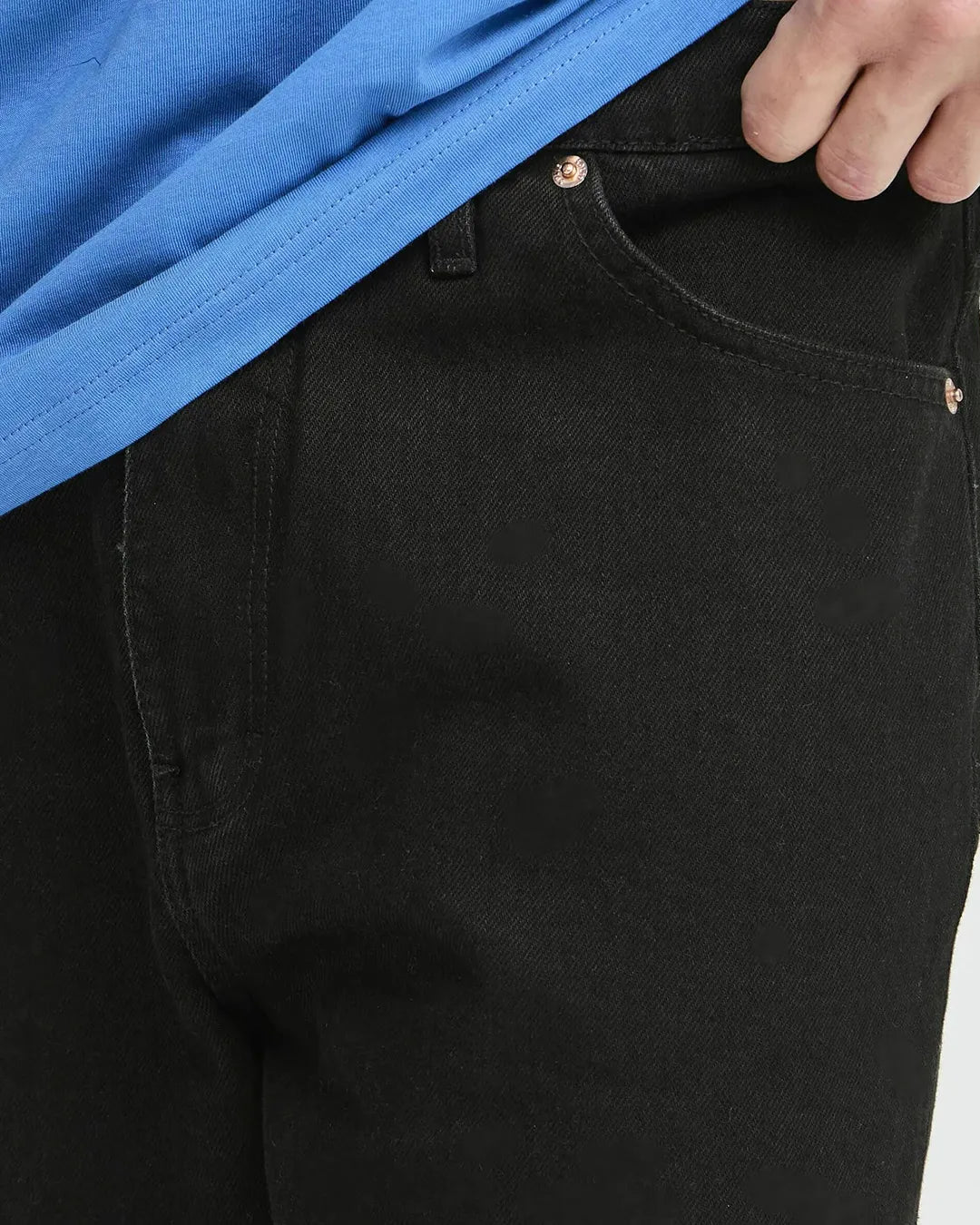 Solid Relaxed Loose Fit Straight Leg Jeans