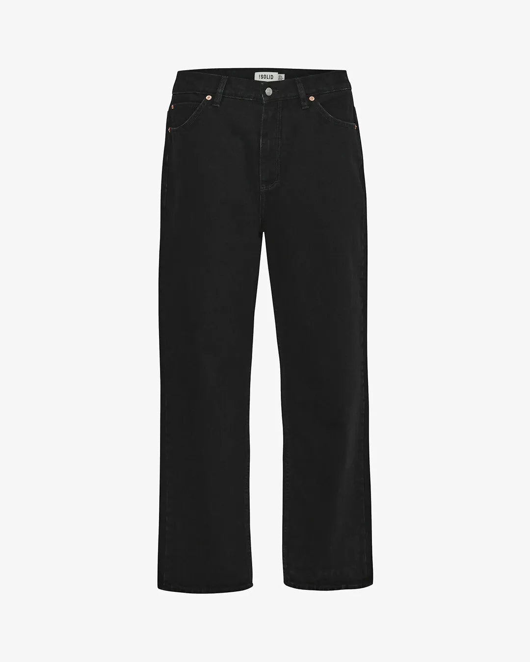 Solid Relaxed Loose Fit Straight Leg Jeans