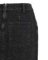 B.Young Black Denim Midi Skirt With Button Placket