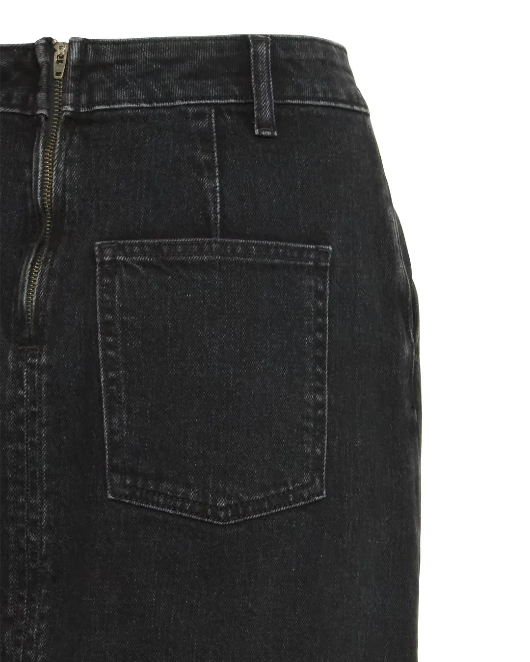 B.Young Black Denim Midi Skirt With Button Placket