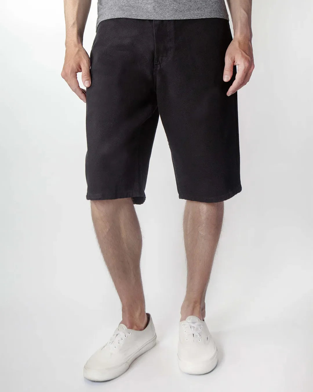 Vilnova Men's Black Denim Shorts Classic Fit