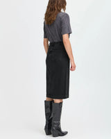 B.Young Black Denim Midi Skirt With Button Placket