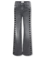 Only Girls Heart Print Flare Jeans