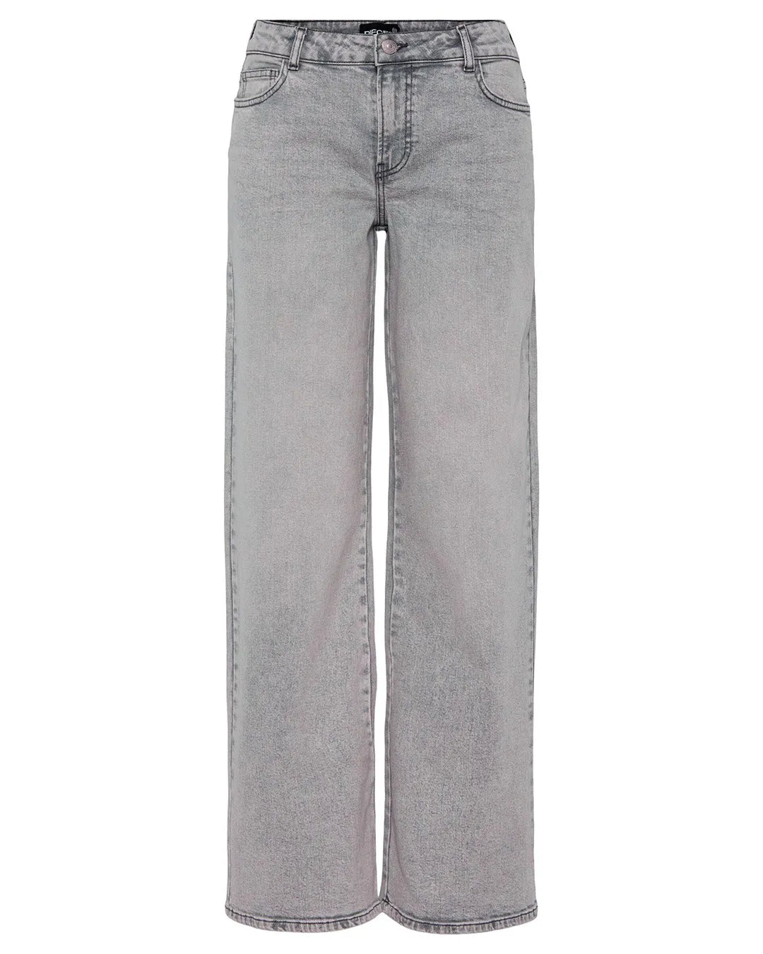 Pieces Wide Leg Light Grey Denim Jeans