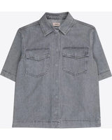 Girls Grey Denim Shirt Only Short Sleeve Casual Style