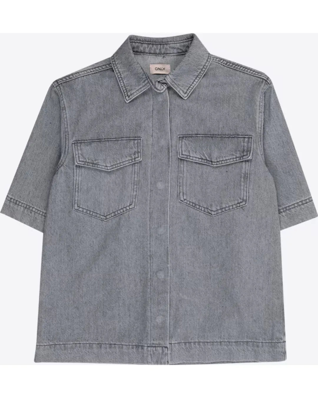 Girls Grey Denim Shirt Only Short Sleeve Casual Style