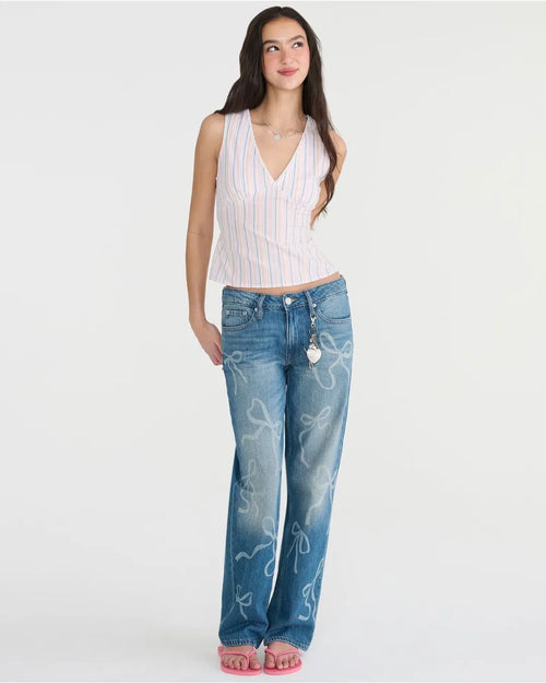 Aeropostale Women Low Rise Baggy Fit Jeans Dark Wash