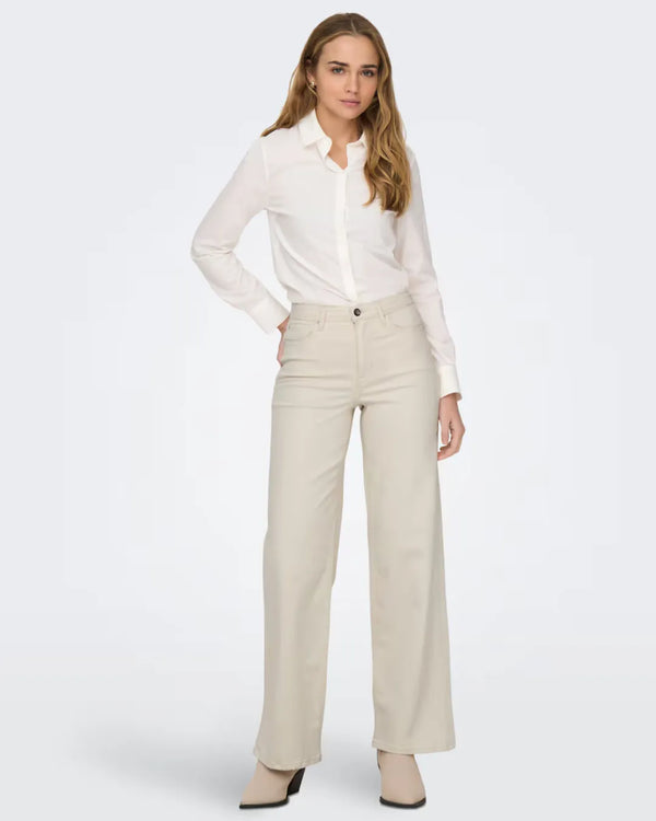 Only Girls Beige Wide Leg Denim Jeans