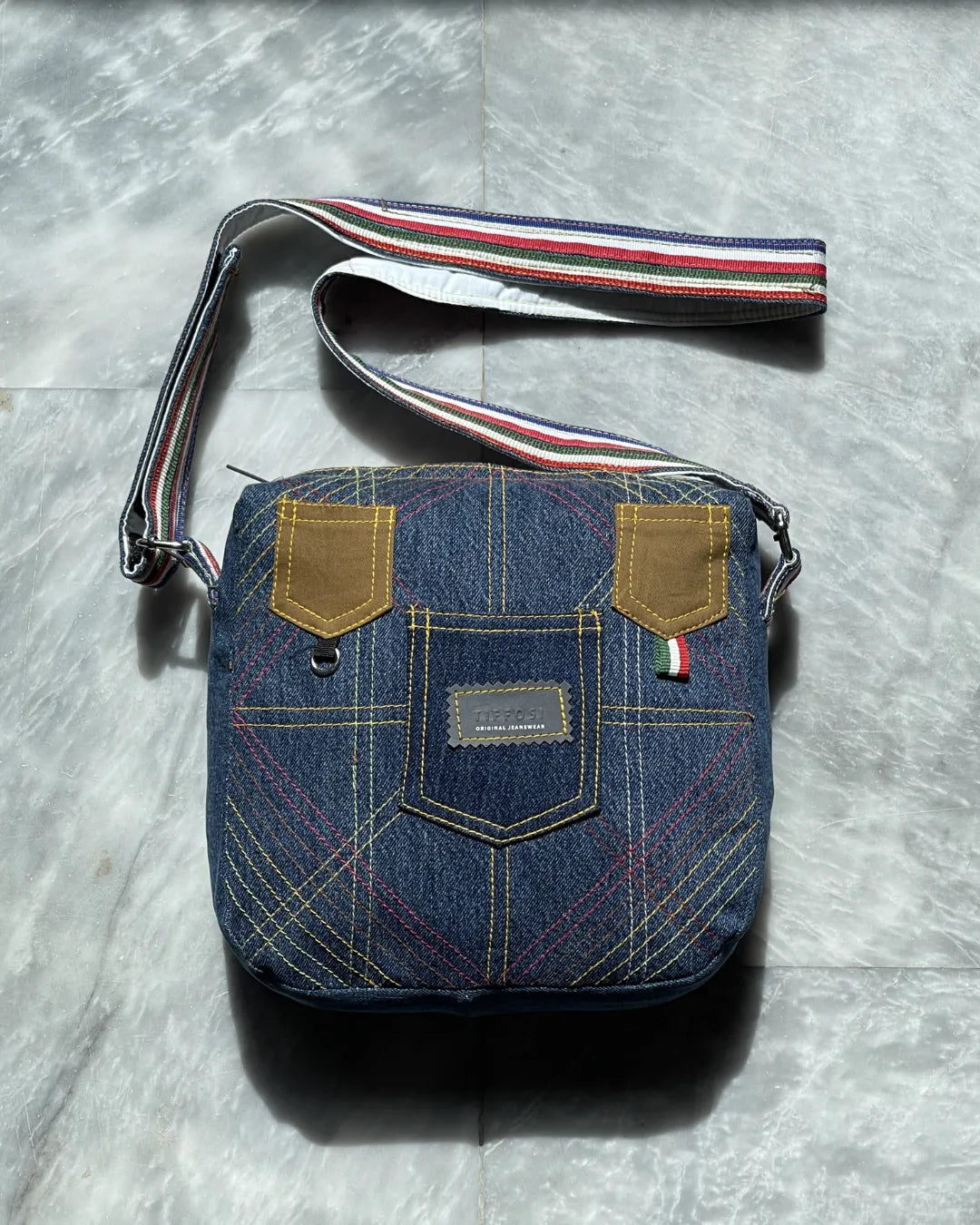 Sustainable Denim Crossbody Bag Patchwork Style By TLD