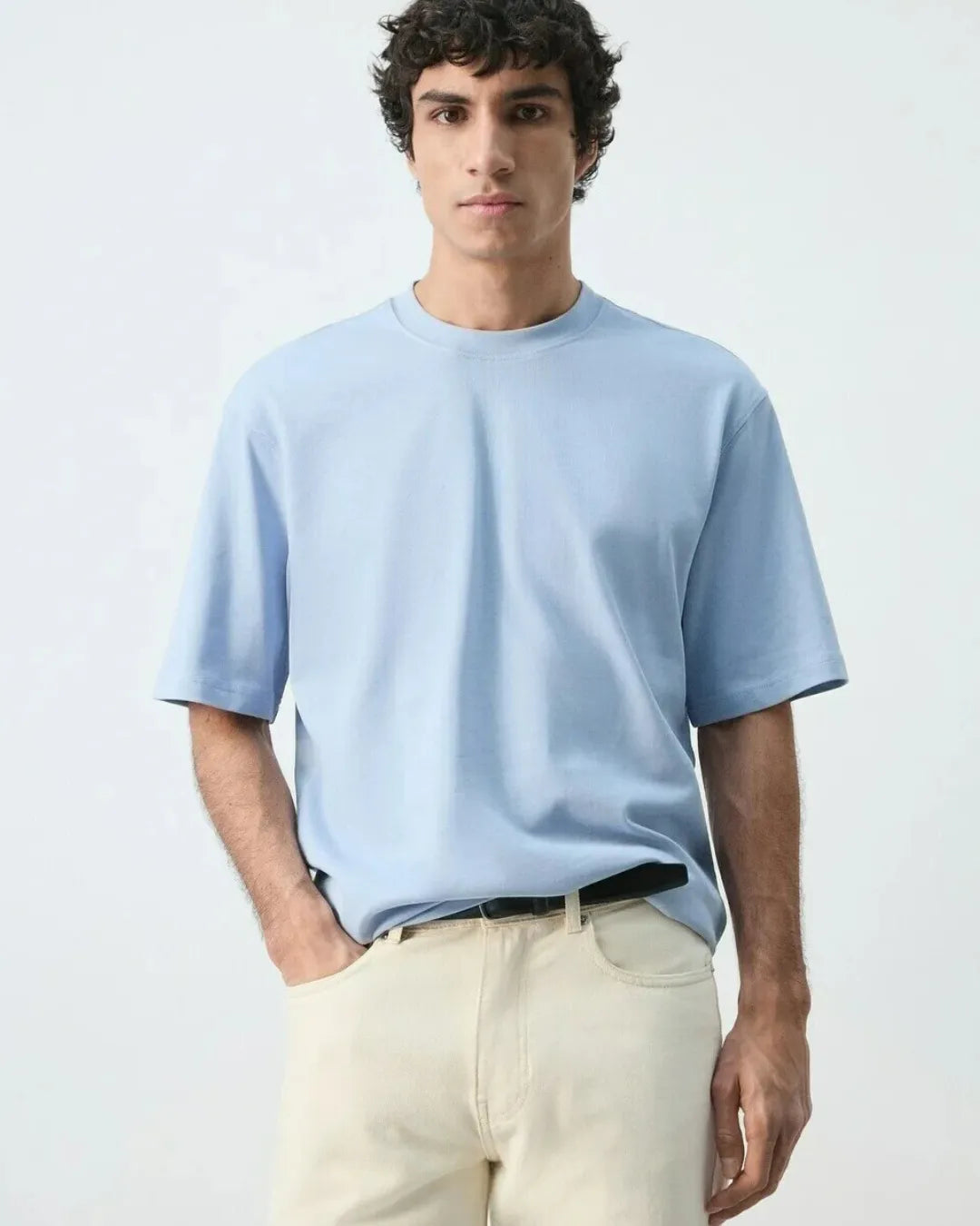 Sky Blue Wash Tee STWD Pull&Bear Down Shoulder Fit