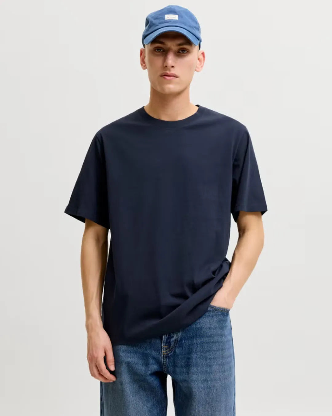 Jack & Jones Navy Blue Down Shoulder Fit T Shirt