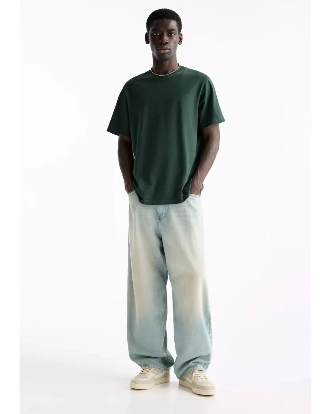 Castleton Green Wash Blank Tee Stwd Pull&Bear Down Shoulder