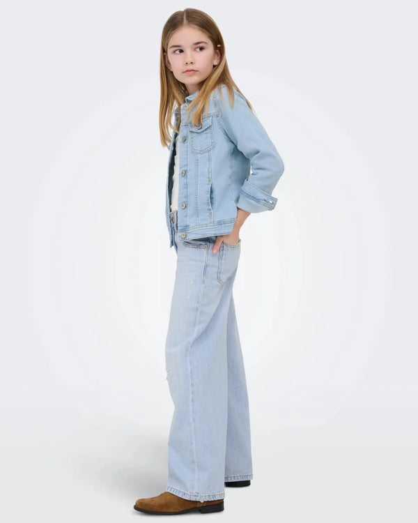 ONLY Girls Light Blue Wide Leg Distressed Jeans