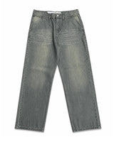 Women Relaxed Loose Fit Cross Pocket Denim Jeans Matcha Wash