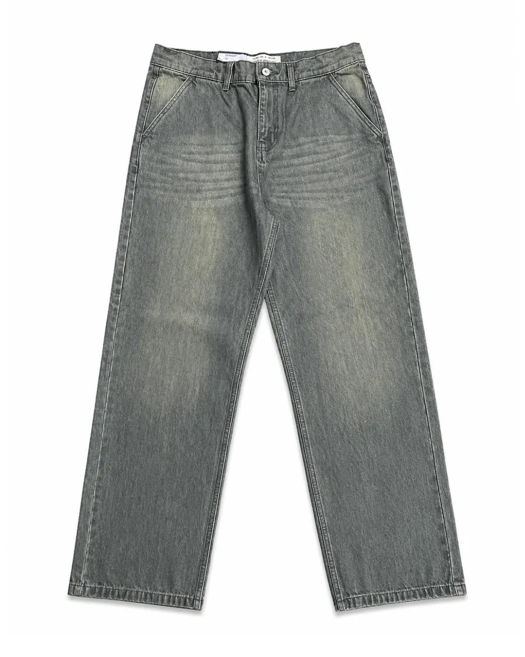 Women Relaxed Loose Fit Cross Pocket Denim Jeans Matcha Wash