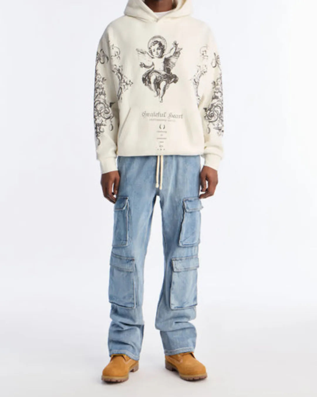 Novamen Men's 8-Pocket Relaxed Loose Fit Cargo Denim