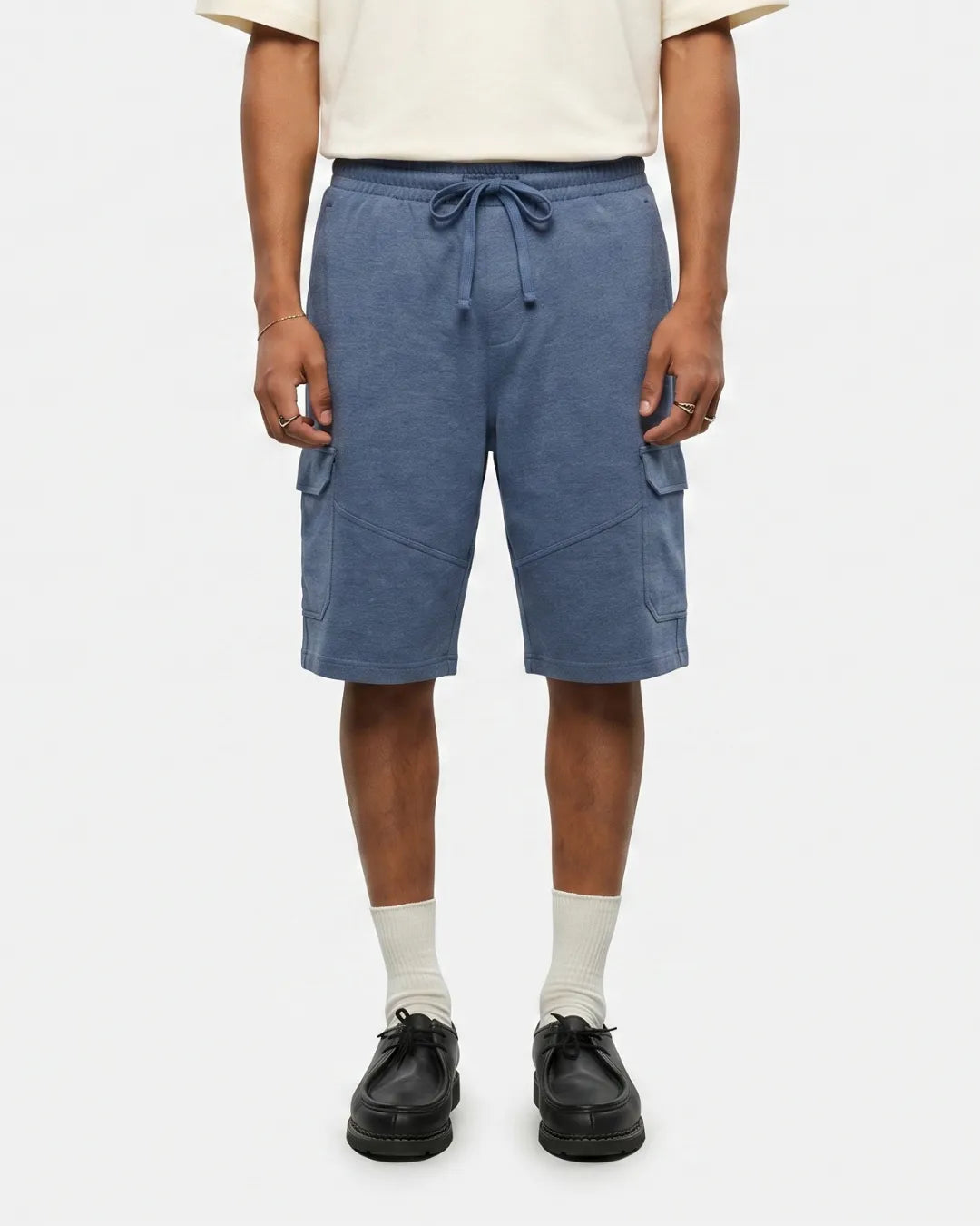 Men's Cotton Jersey Slate Blue Cargo Shorts