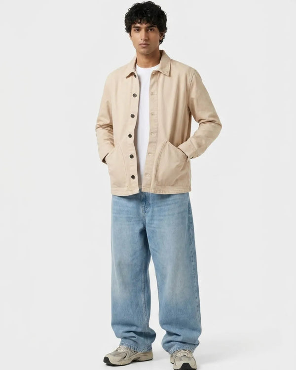 Solid Men's Heavyweight Oversized Denim Shirt