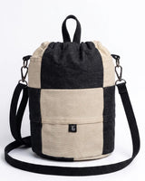 TLD Two-Tone Patchwork Denim Crossbody Bag – Unisex Drawstring Pouch Bag