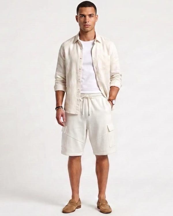 Casual summer off-white cargo shorts for men