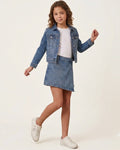Only Girls Rhinestone Embellished Denim Skirt