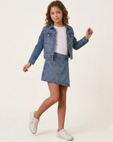 Only Girls Rhinestone Embellished Denim Skirt