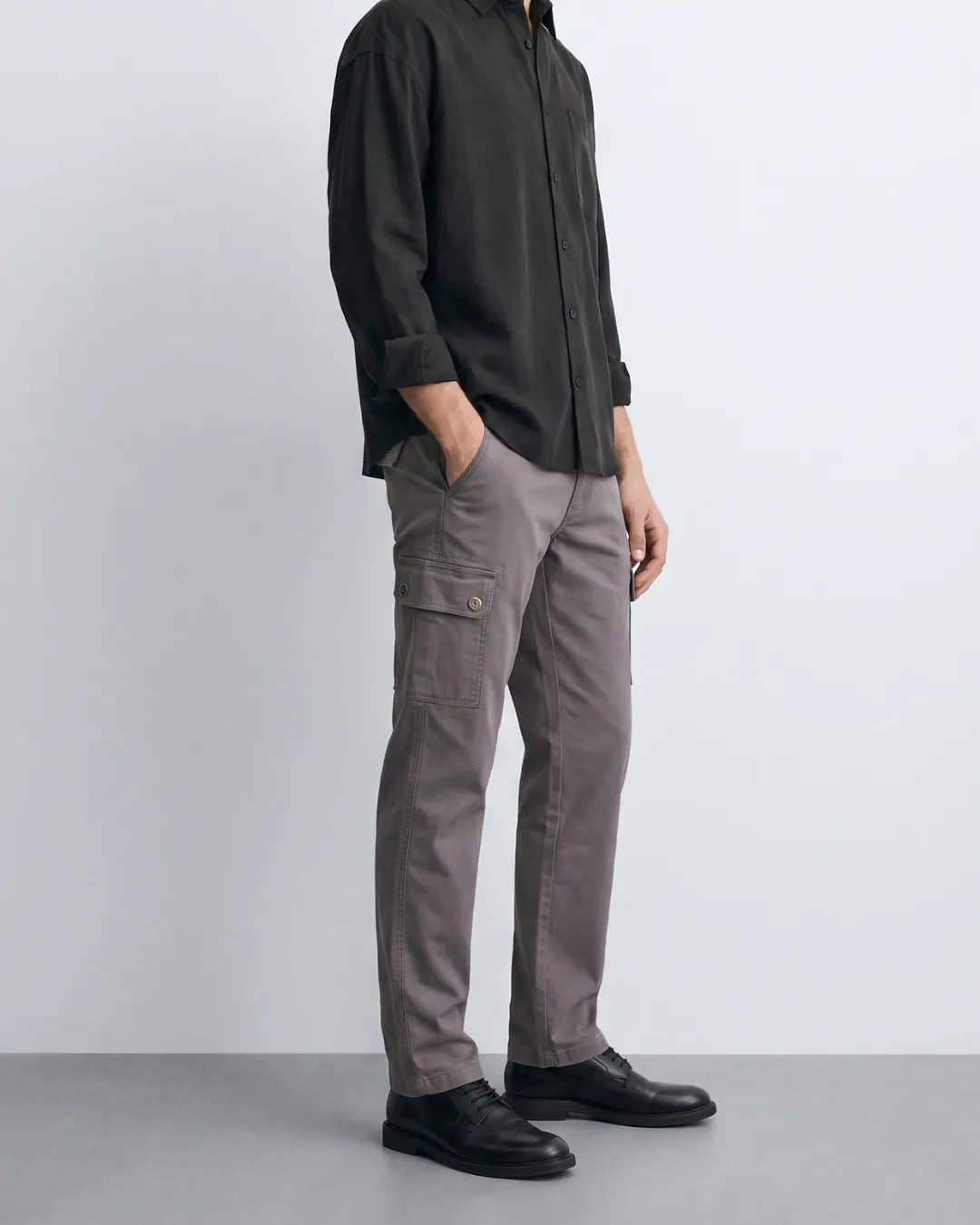 Men’s Straight Fit Cargo Pants - Charcoal Grey