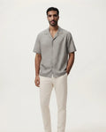 Zara Men's Grey Dotted Paisley Cuban Collar Shirt