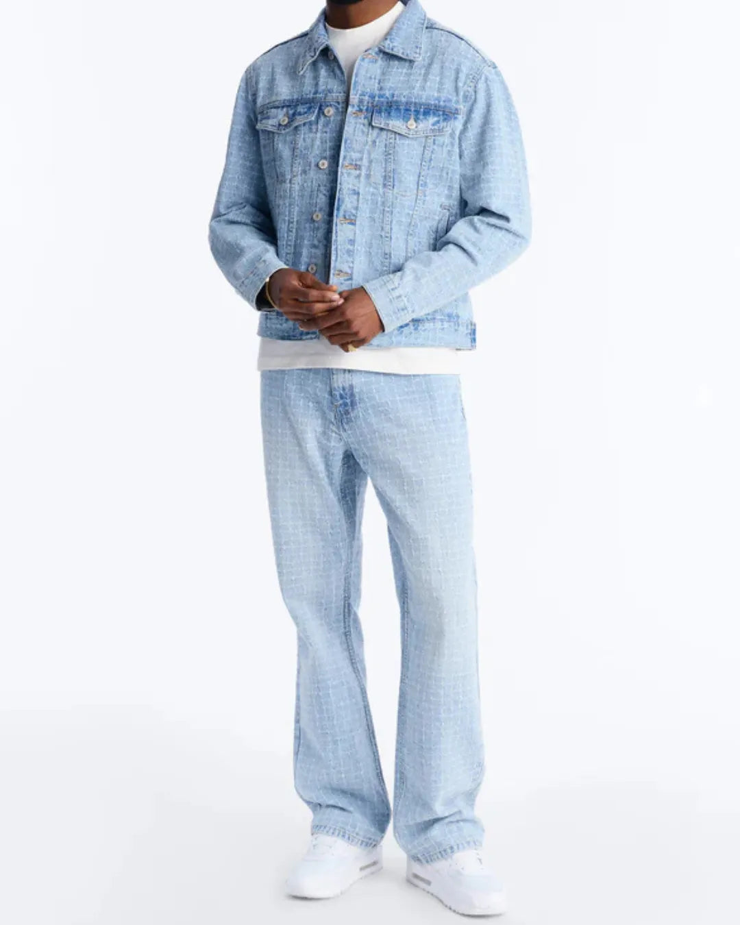 Novamen Men's Straight Flare Windowpane Jeans