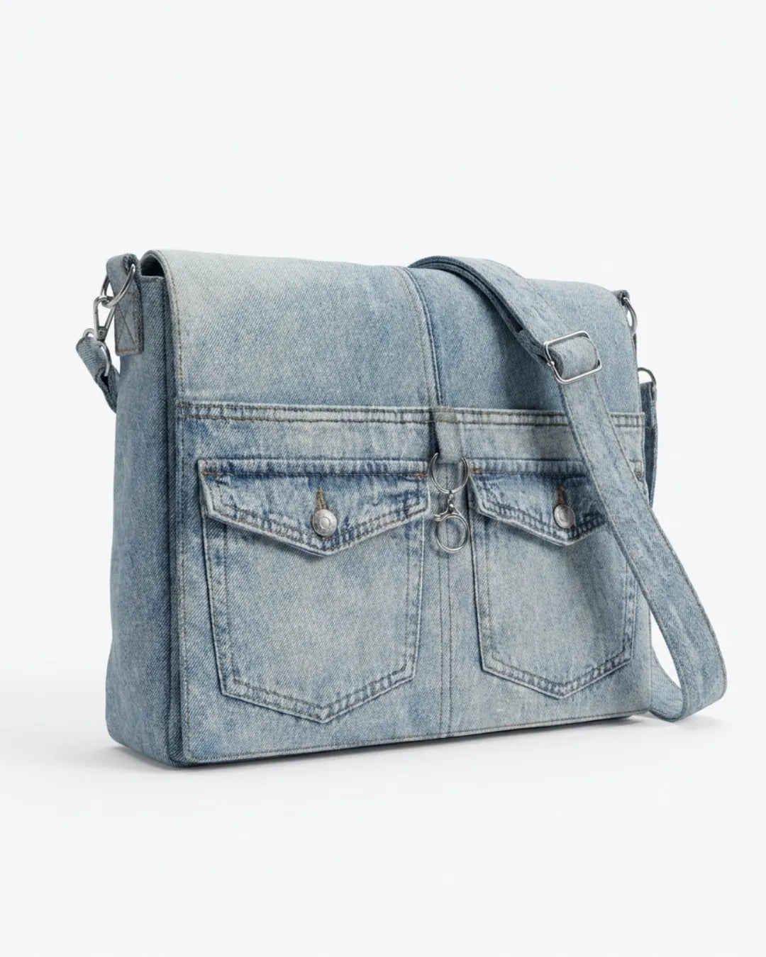 Sustainable Unisex Denim Crossbody Bag for University & Streetwear