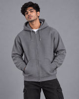 Men Charcoal Grey Zip-Up Hoodie