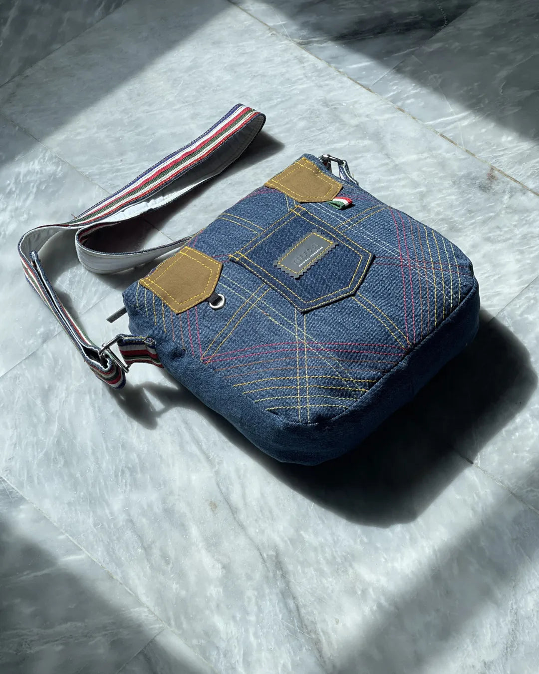 Sustainable Denim Crossbody Bag Patchwork Style By TLD