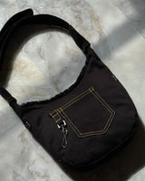 Jet Black Reworked Denim Shoulder Bag By TLD