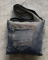 Reworked Denim Crossbody Bag With Dual Pocket Design By TLD