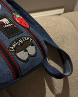Upcycled Denim Patch Crossbody Bag Stylish Casual Bag