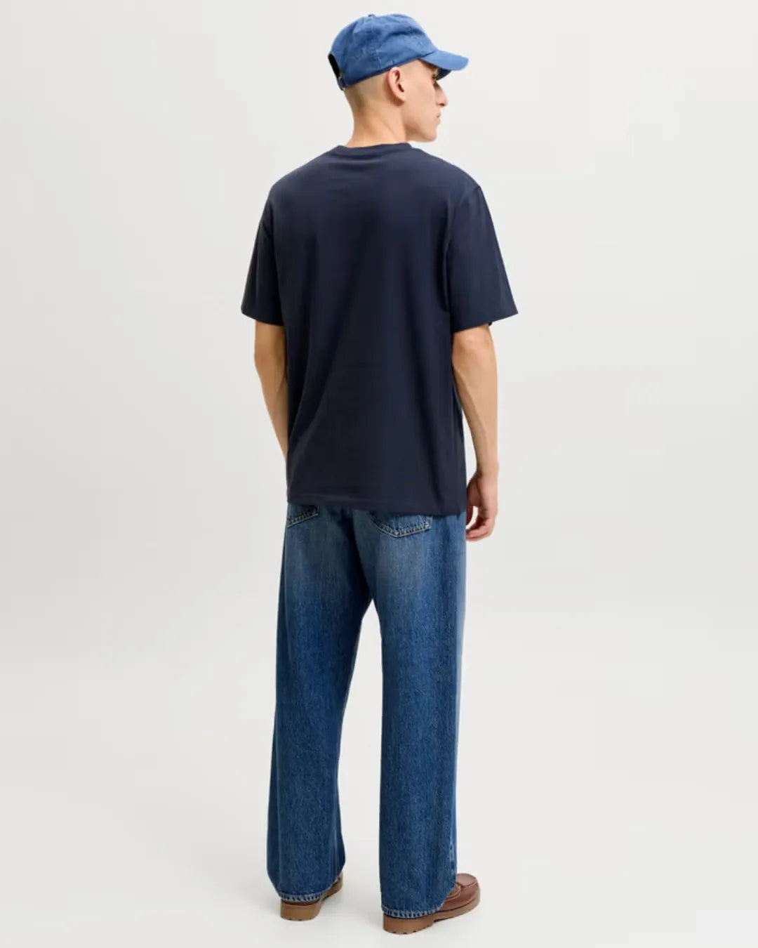 Jack & Jones Navy Blue Down Shoulder Fit T Shirt