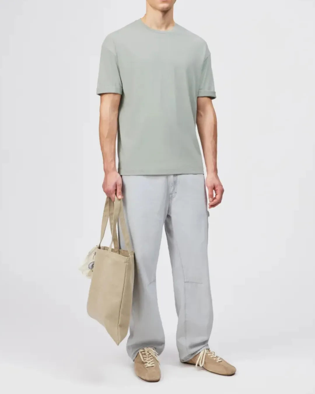 Jack & Jones Sage Green Down Shoulder Fit T Shirt