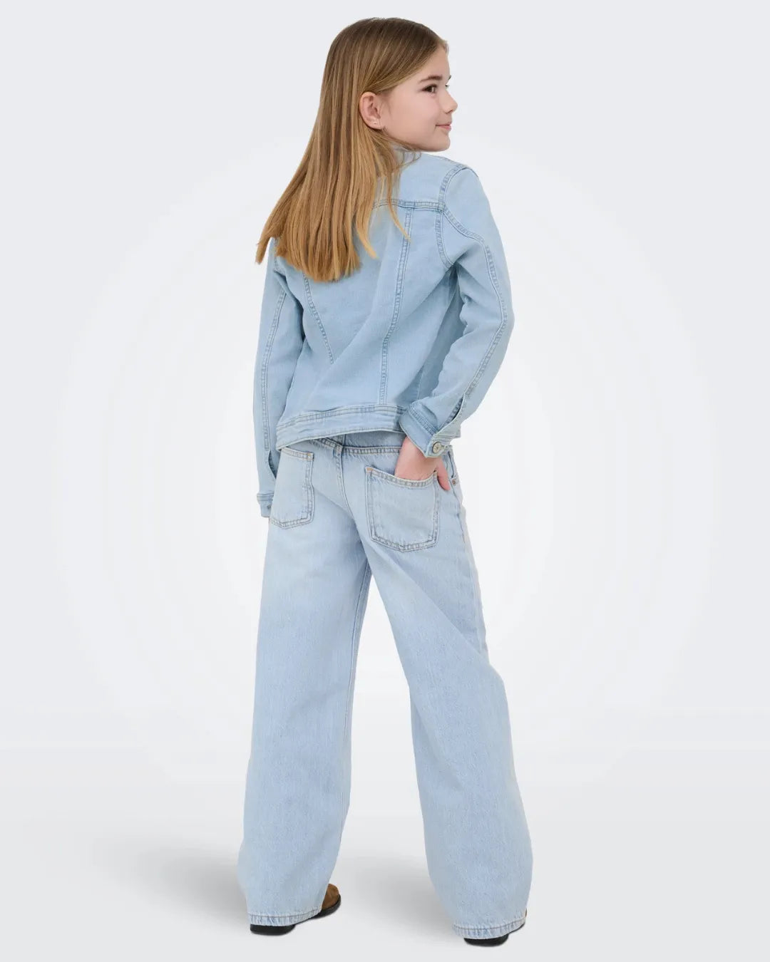 ONLY Girls Light Blue Wide Leg Distressed Jeans