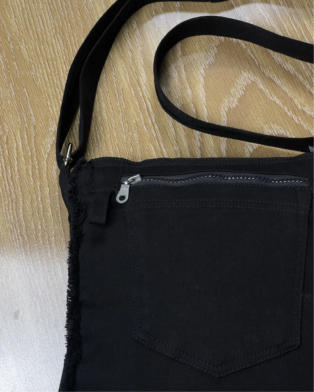 Upcycled Black Denim Crossbody Bag Recycled Jeans By TLD