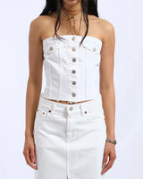 Dr.Denim Carli White Tube Top Slim Fit