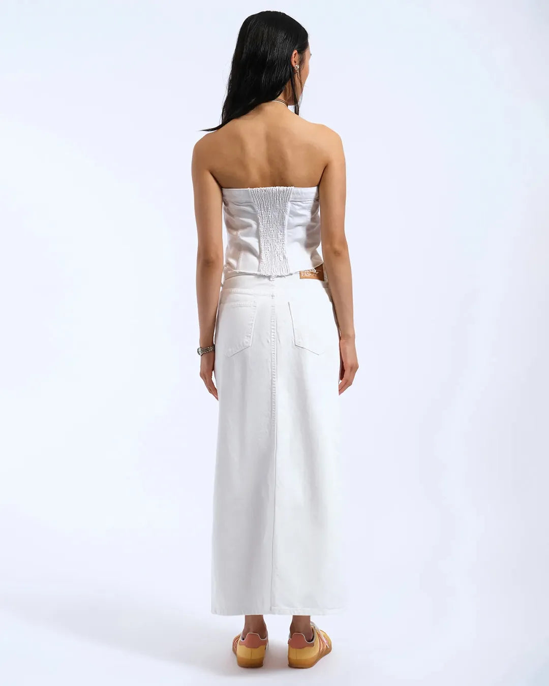 Dr.Denim Carli White Tube Top Slim Fit
