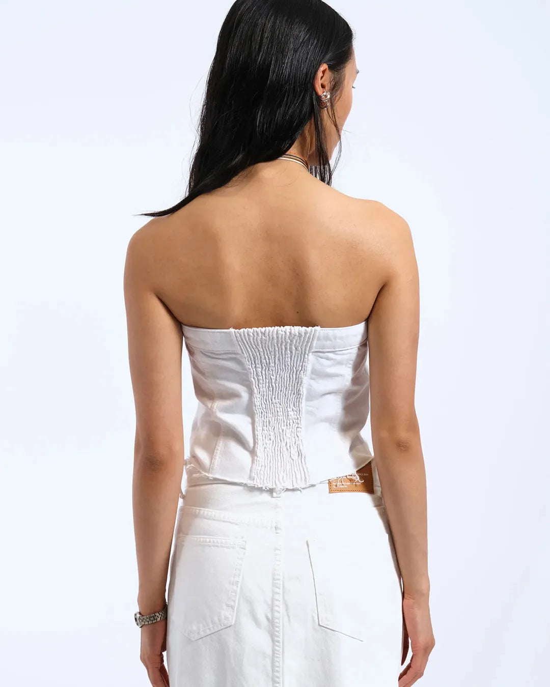Dr.Denim Carli White Tube Top Slim Fit