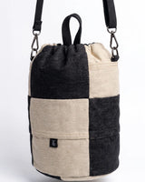TLD Two-Tone Patchwork Denim Crossbody Bag – Unisex Drawstring Pouch Bag