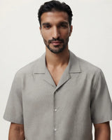 Zara Men's Grey Dotted Paisley Cuban Collar Shirt
