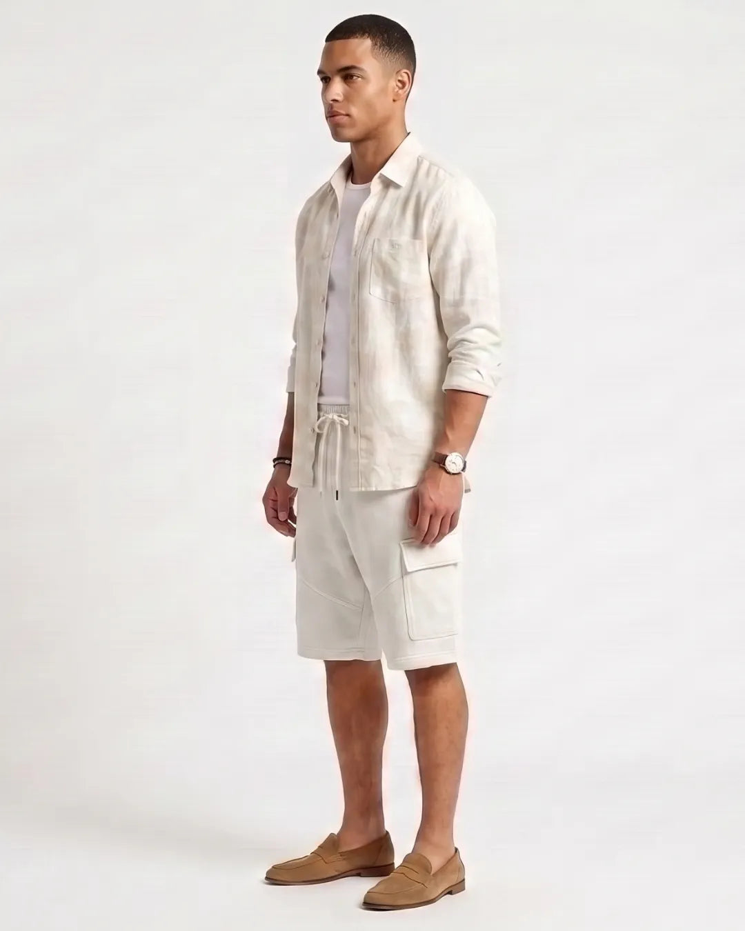 Casual summer off-white cargo shorts for men
